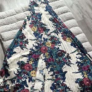 Free People Blue and Cream Sundress Maxi for Wedding Guest